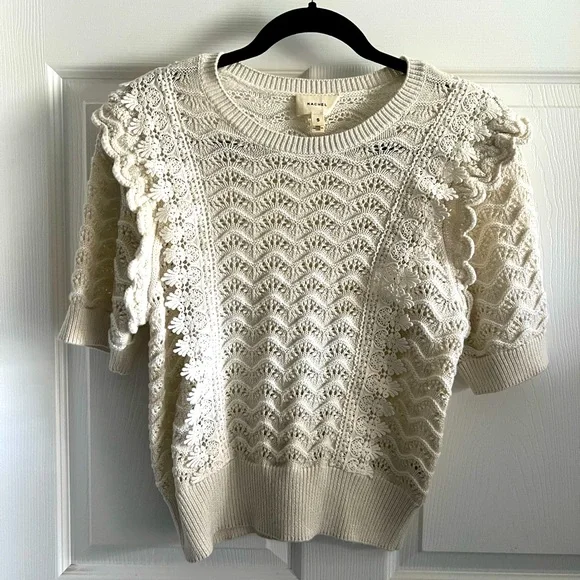NWT Anthropologie Kachel Simmer Crochet Sweater in Ivory - Picture 5 of 10